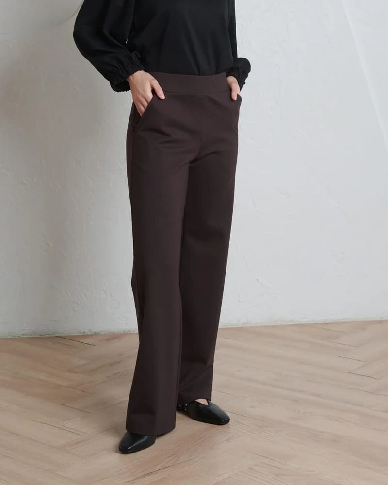 Bikses Sleeky Wide Chic — tumši brūna